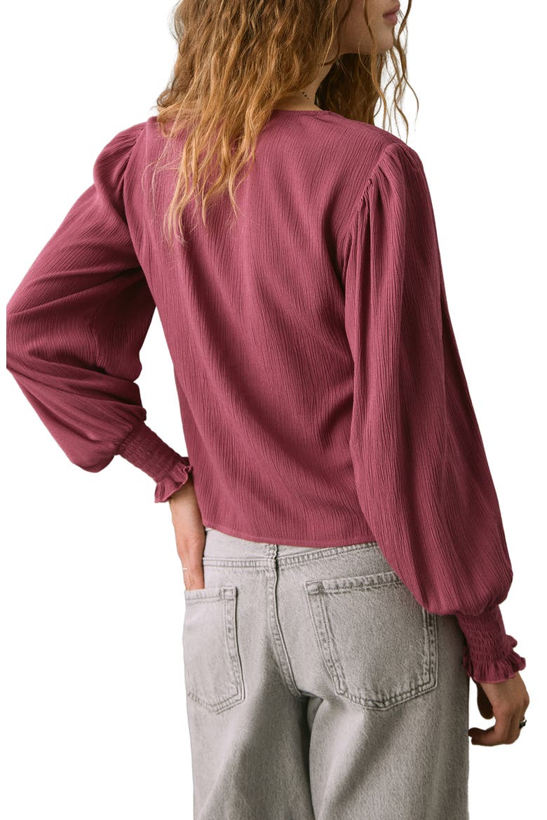 Smocked Flowy Top, Alternate, color, MAROON