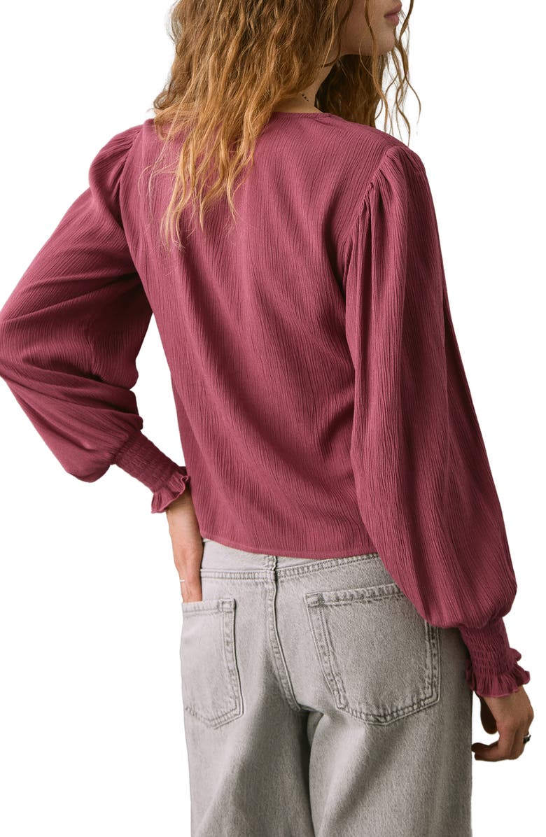 MANGO TEEN Smocked Flowy Top, Alternate, color, Maroon
