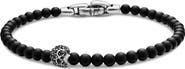 David Yurman Memento Mori Skull Bracelet in Sterling Silver with Black Onyx and Pavé Black Diamonds