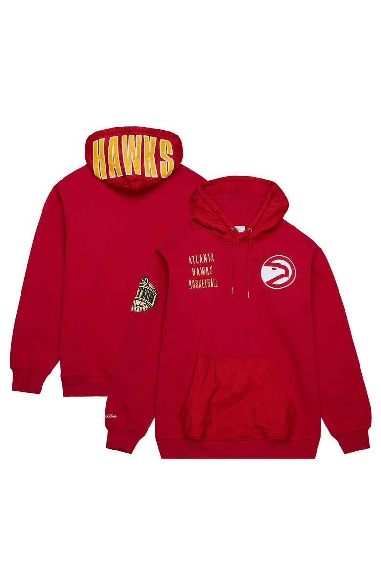 Mitchell & Ness Men's Mitchell & Ness Red Atlanta Hawks Team OG 2.0 Vintage Logo Fleece Pullover Hoodie, Alternate, color,