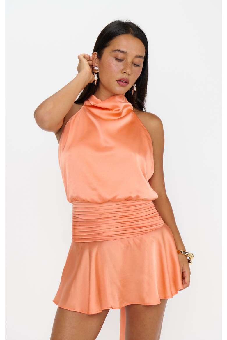 Brynn Mini Dress, Main, color, Cantaloupe Luxe Satin