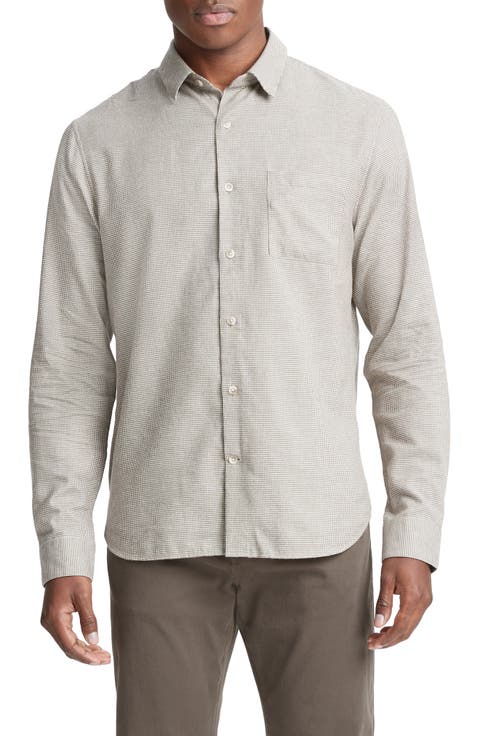 Mendocino Houndstooth Long Sleeve Button-Up Shirt