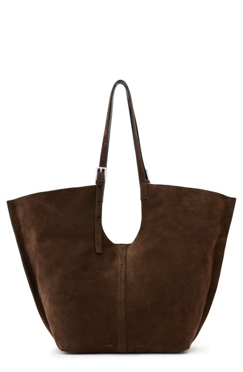 AllSaints Ara East West Suede Tote in Fango Brown at Nordstrom