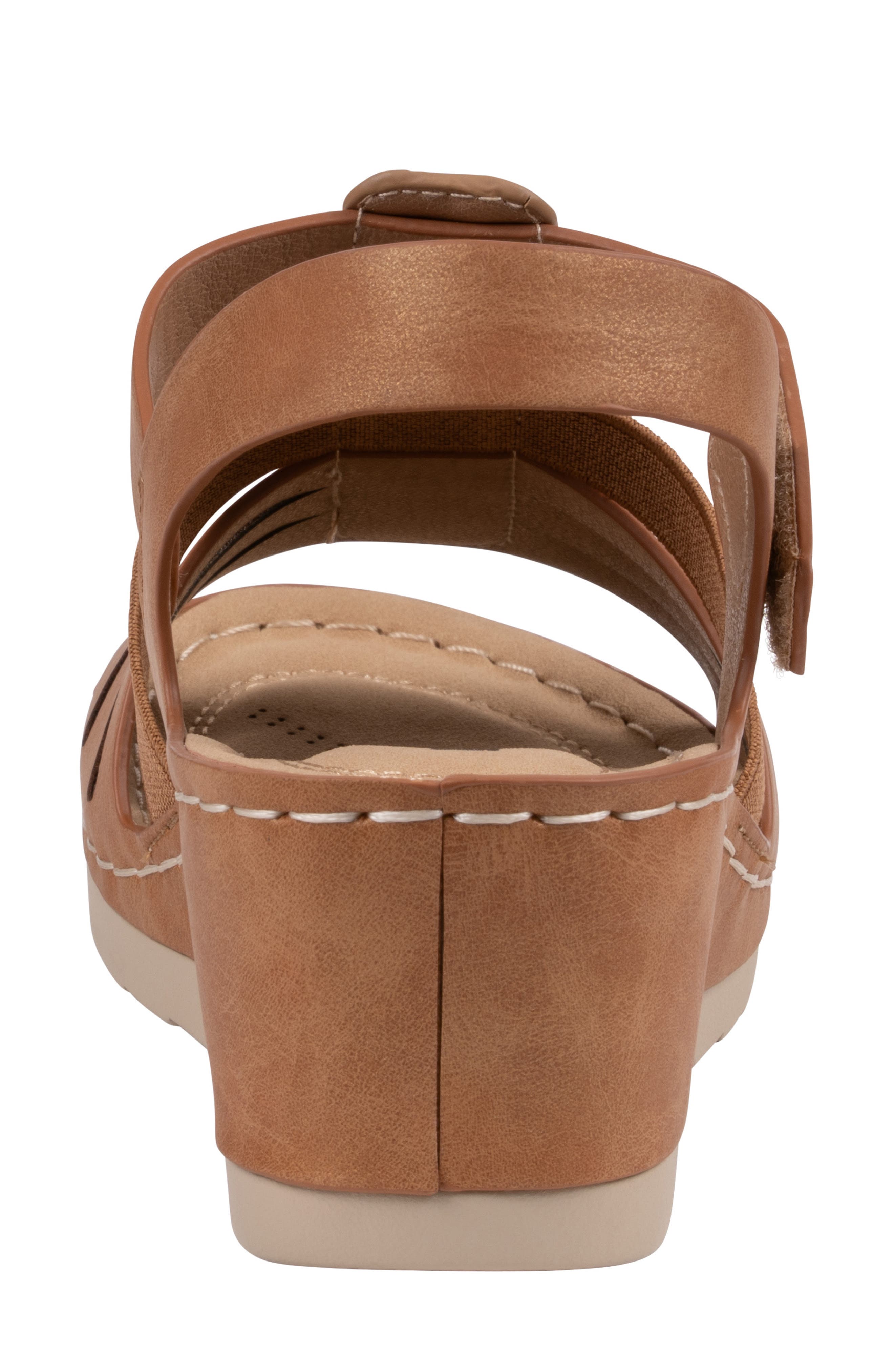 GOOD CHOICE NEW YORK Yuna Ankle Strap Wedge Sandal, Alternate, color, Tan