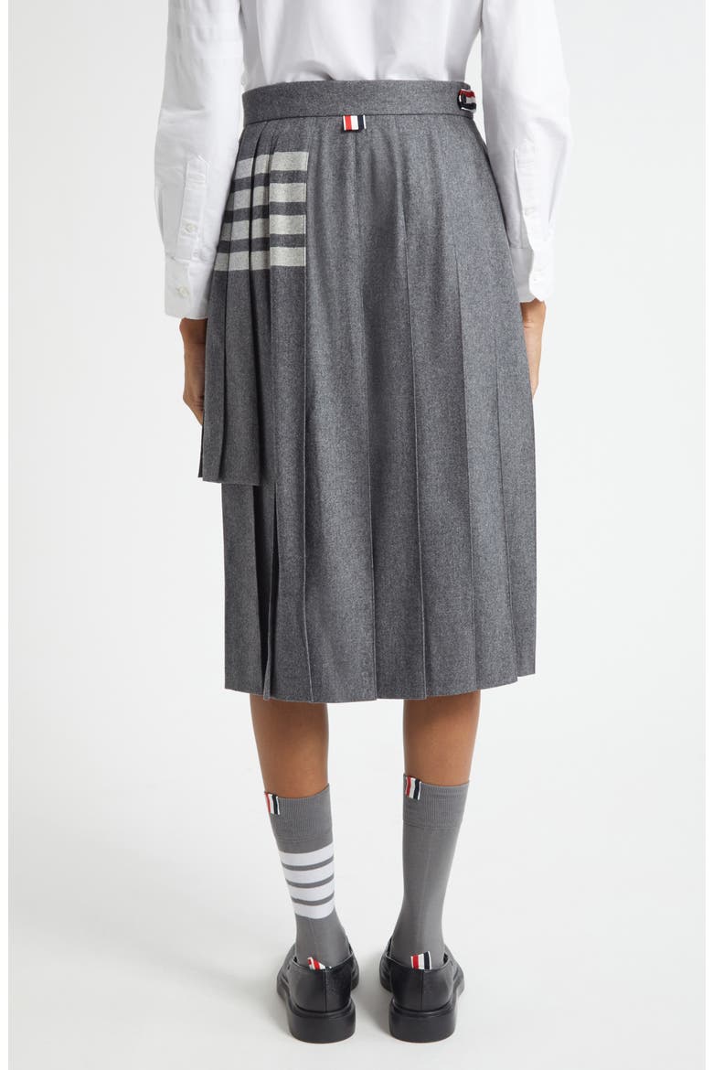 Pleated Asymmetric Mixed Media Wrap Skirt, Alternate, color, MEDIUM GREY