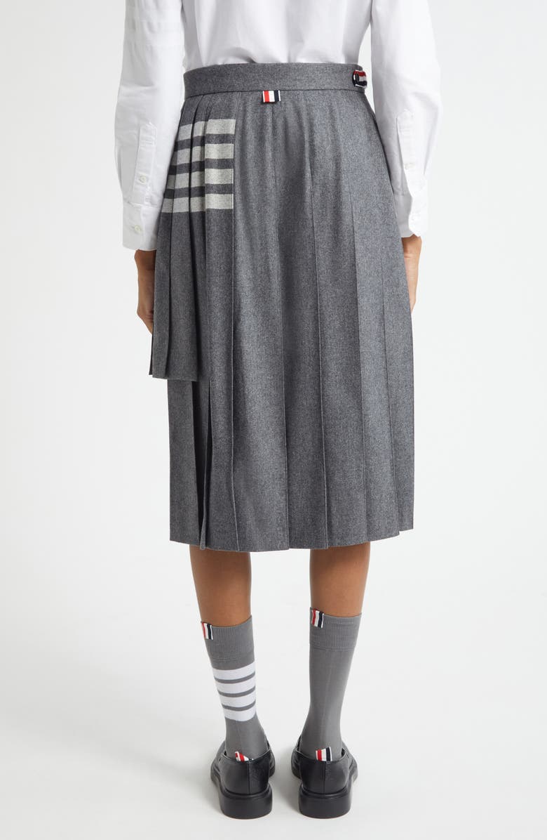 Thom Browne Pleated Asymmetric Mixed Media Wrap Skirt, Alternate, color, Medium Grey