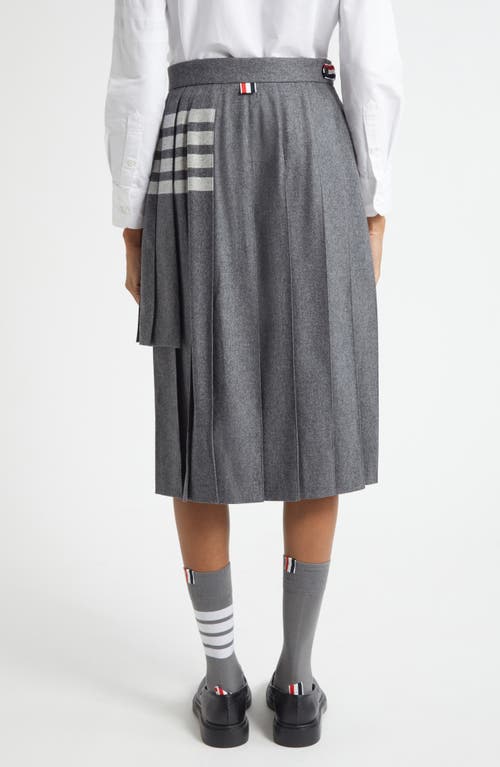 Thom Browne Pleated Asymmetric Mixed Media Wrap Skirt In Gray