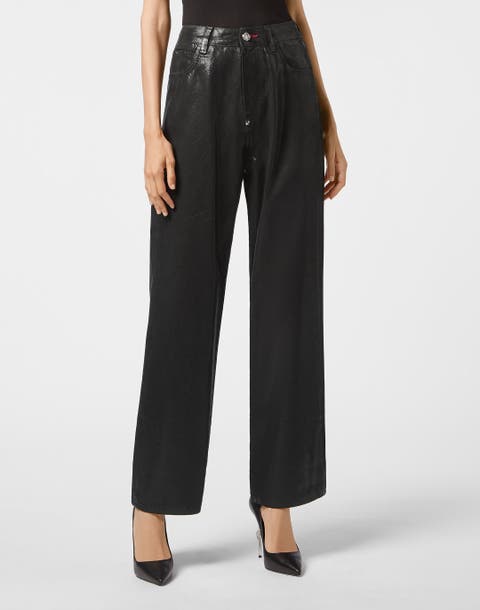 Denim Trousers Loose Fit Iconic Plein Women