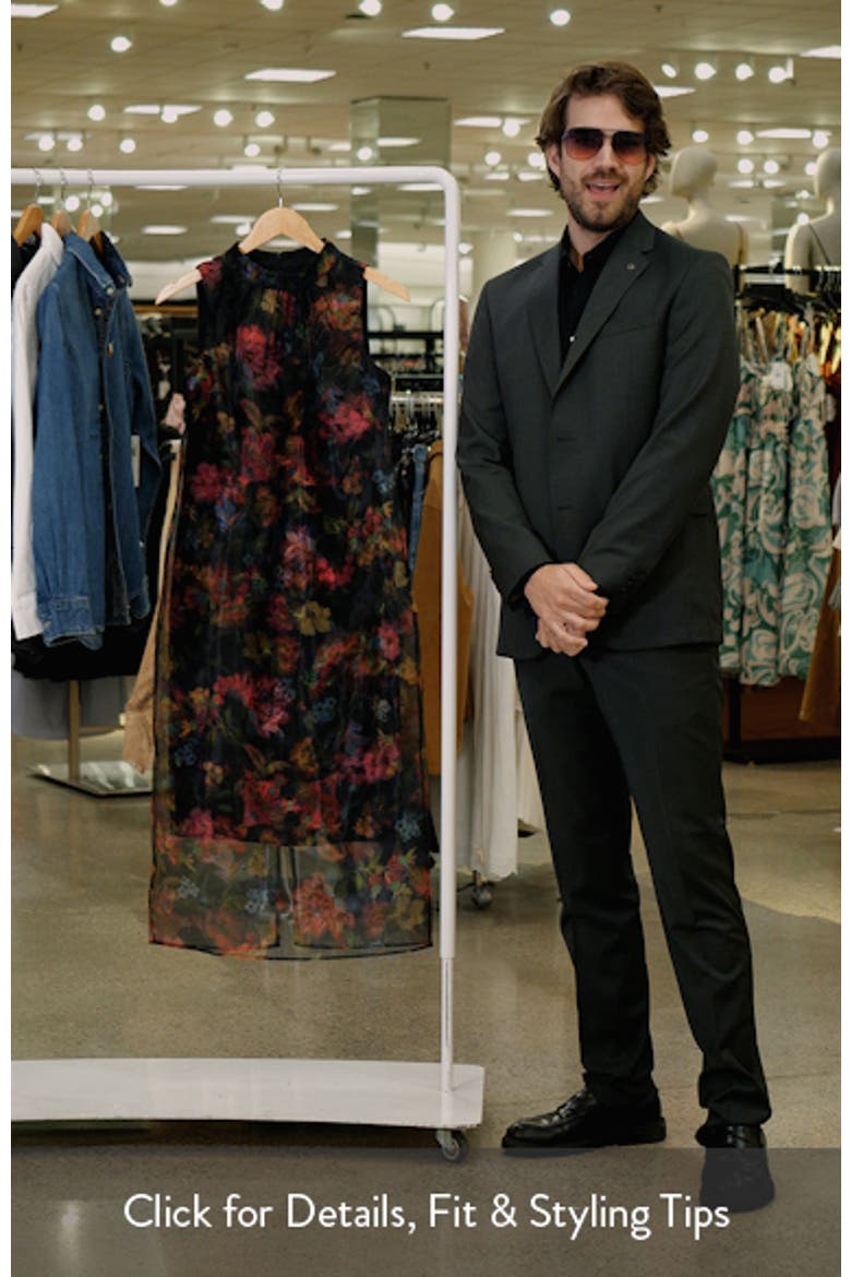 Floral Print Organza Overlay Midi Dress video
