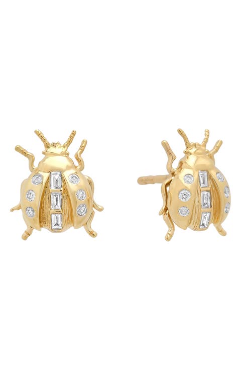 Ladybug 18K Gold Stud Earrings