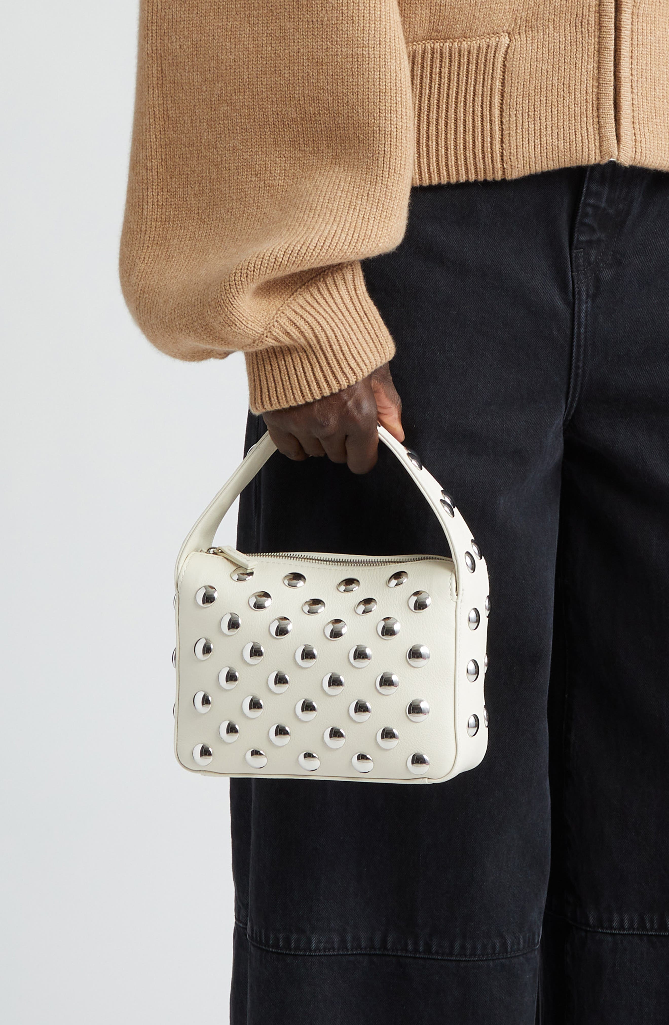 Khaite Small Elena Studded Leather Top Handle Bag, Alternate, color, 