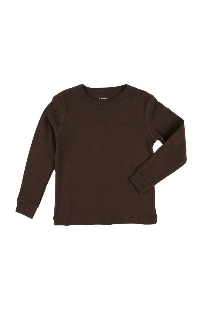 Leveret Kids Long Sleeve T-Shirt, 100% Cotton, Solid Colors, Alternate, color, Brown