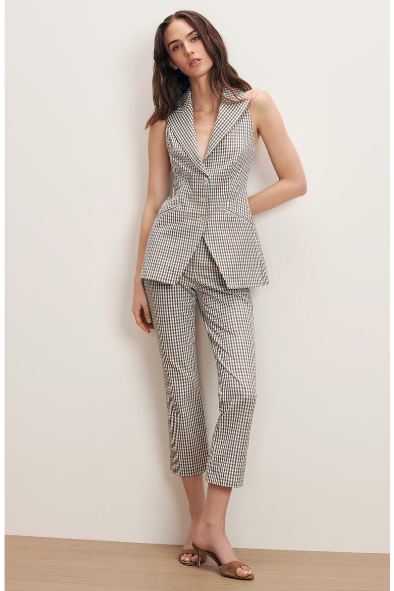 Costa Stretch Cotton Gingham Vest, Alternate, color, ACORN MULTI