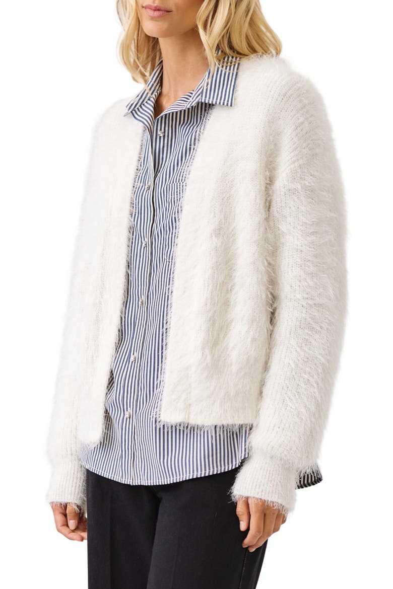Open Front Fuzzy Knit Cardigan, Alternate, color, CREAM