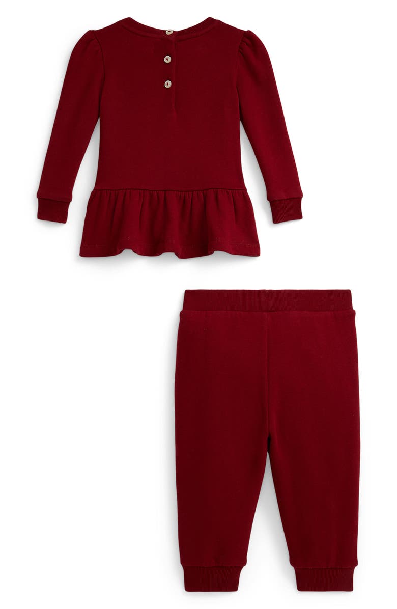 Ralph Lauren Skater Peplum Graphic Sweatshirt & Joggers Set, Alternate, color, Red