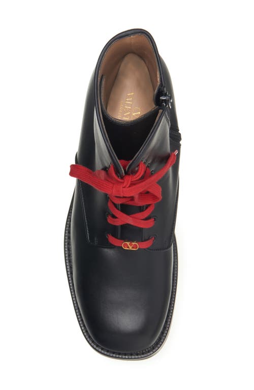 Valentino Calfskin Ankle Boots With Double Laces In Black