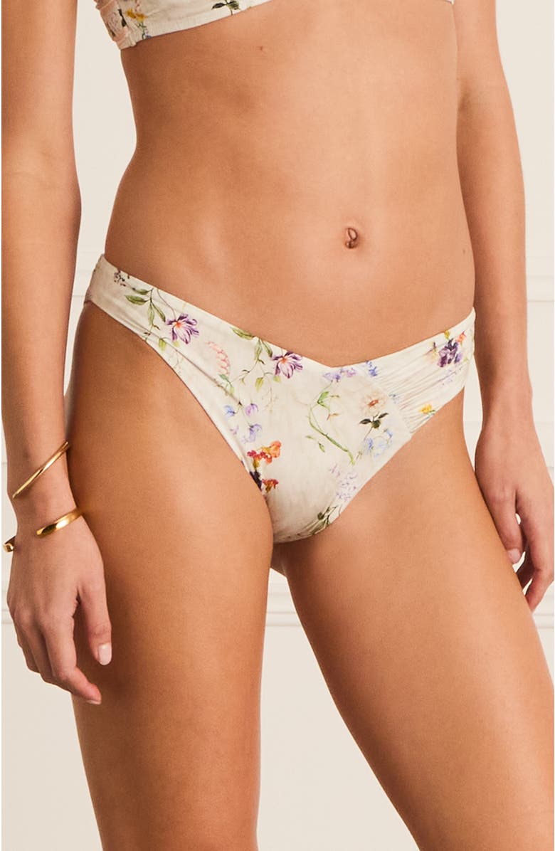 Aqua Blu Ruched Front Zoe Cheeky Pant Bikini Bottom, Alternate, color, White