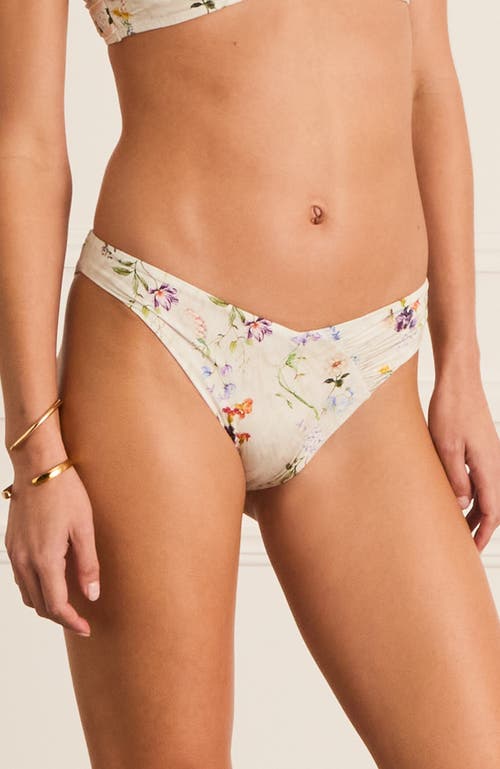 Aqua Blu Ruched Front Zoe Cheeky Pant Bikini Bottom In White