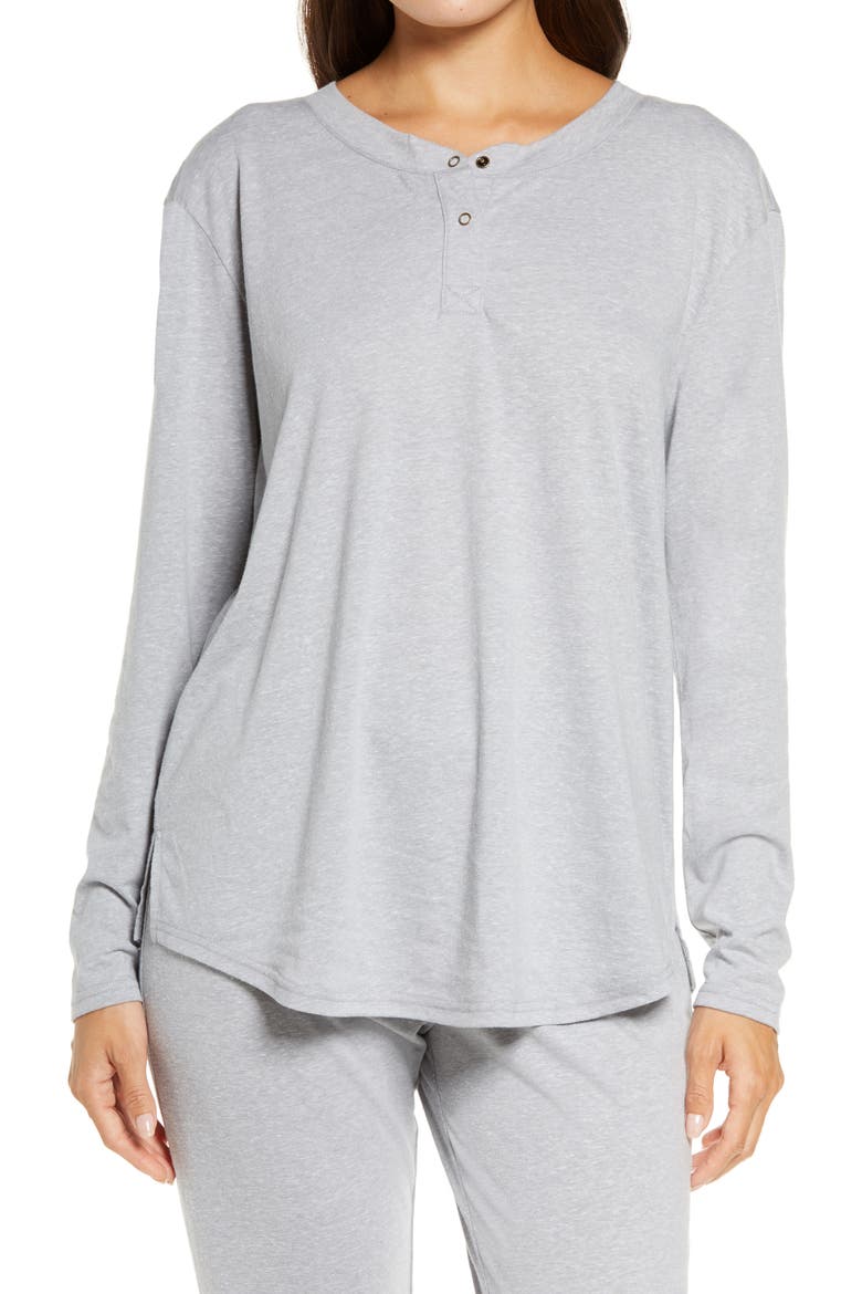 Women's Henley Top, Alternate, color, GREY SLEET