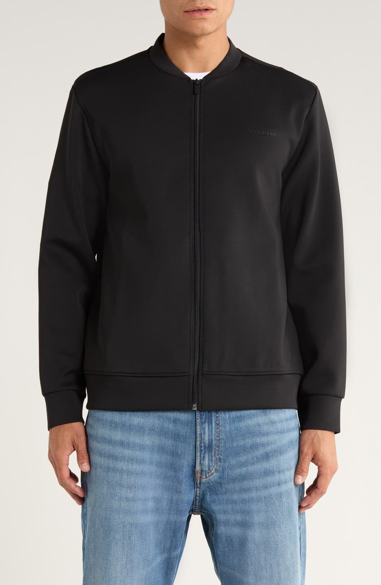 Calvin Klein Stretch Double Knit Bomber Jacket, Main, color, 