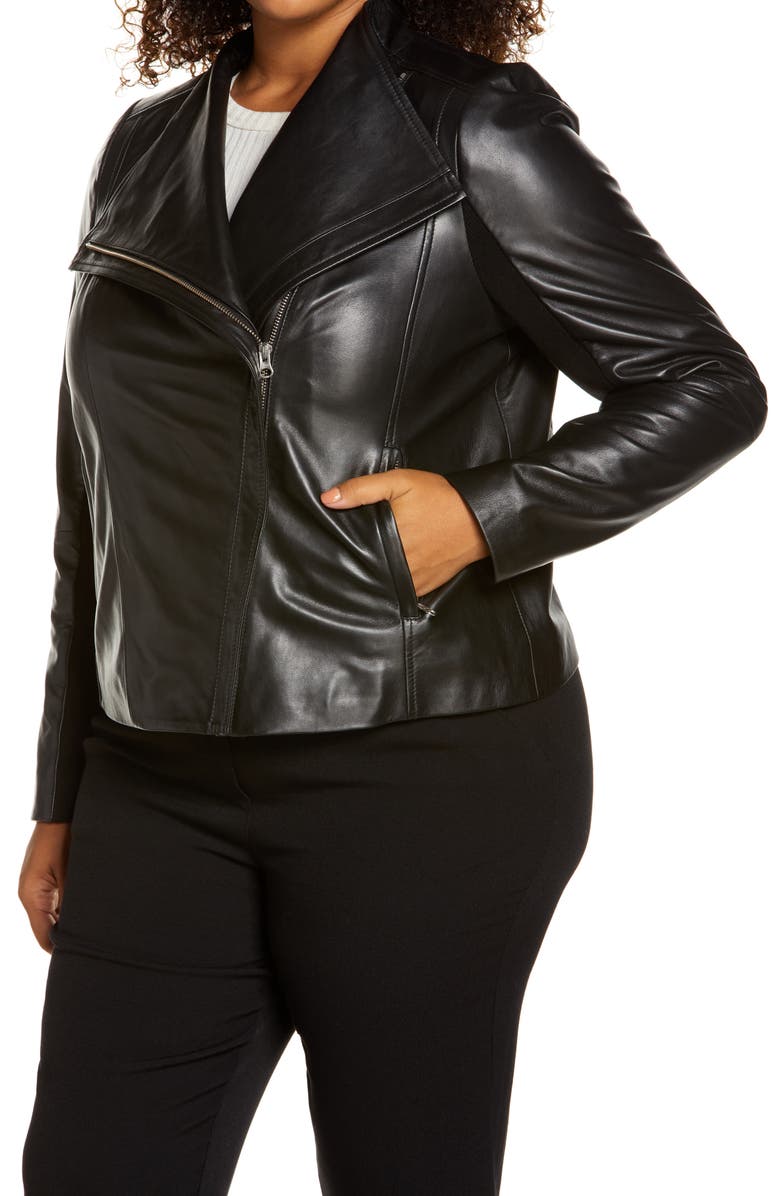 Halogen<sup>®</sup> Leather Moto Jacket, Alternate, color, 