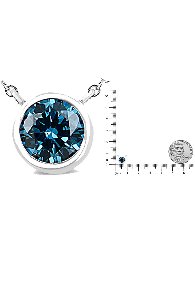 Haus of Brilliance 14K White Gold 1/2 Cttw Blue Lab Grown Diamond Bezel- Solitaire Pendant Necklace, Alternate, color, White