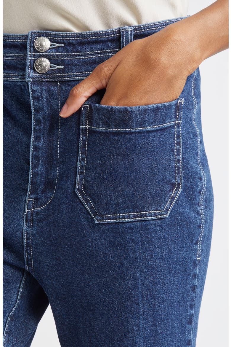 Dorothea Contrast Crease Wide Leg Ankle Jeans, Alternate, color, OCEANE/ IVORY