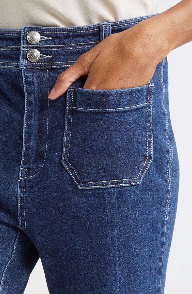 Cinq à Sept Dorothea Contrast Crease Wide Leg Ankle Jeans, Alternate, color, Oceane/ Ivory