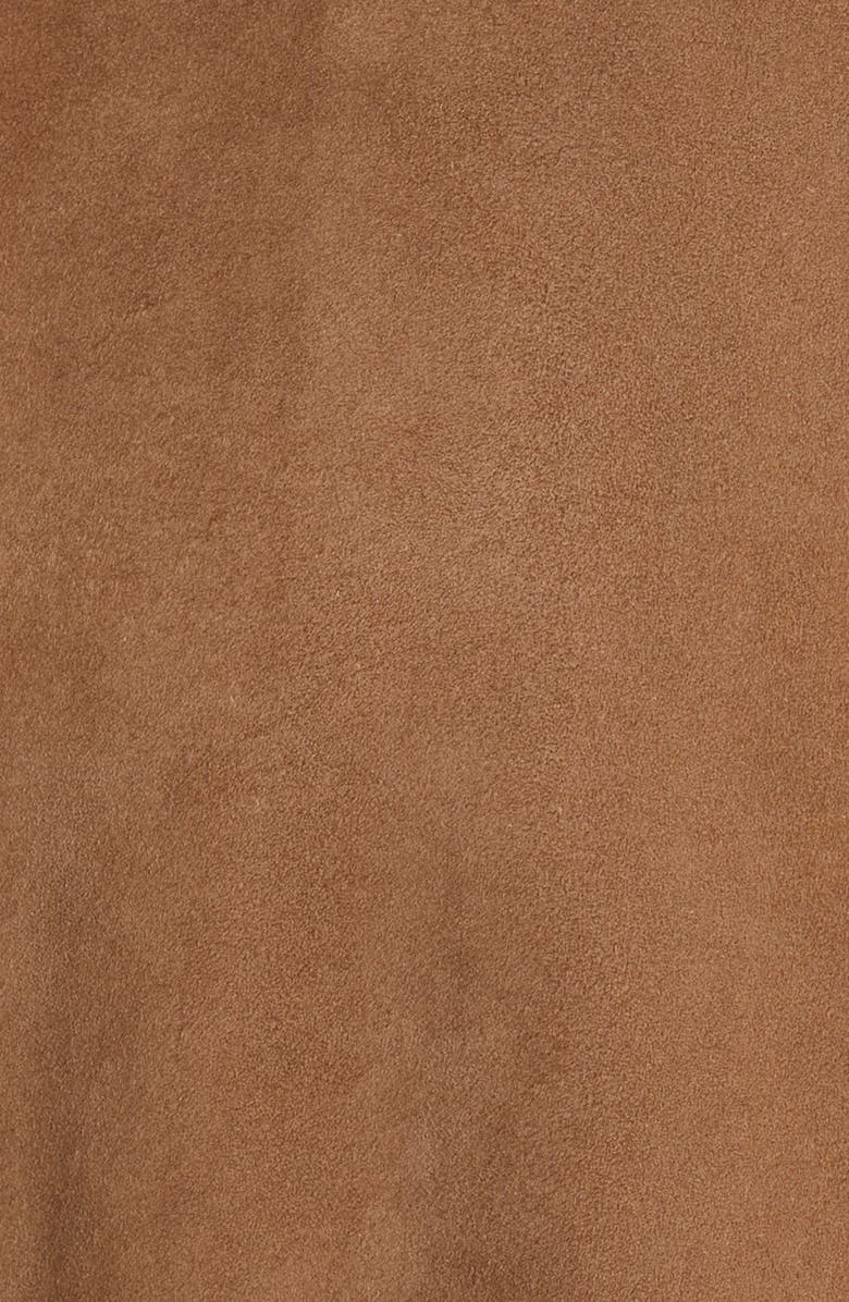 Versace Medusa Embroidered Suede Bomber Jacket, Alternate, color, 