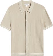 Nordstrom Short Sleeve Ribbed Cotton & Silk Cardigan