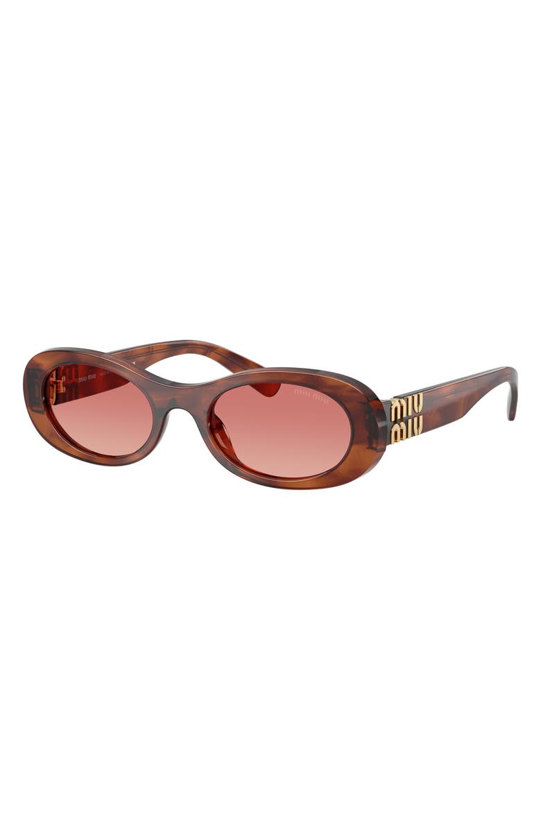Miu Miu 50mm Oval Sunglasses, Alternate, color, Striped Tobacco / Pink Grad