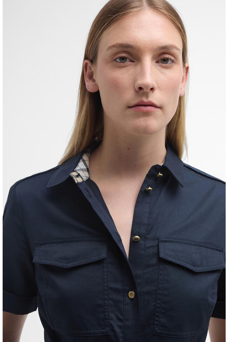 Ivy Short Sleeve Cotton Sateen Shirtdress, Alternate, color, DARK NAVY