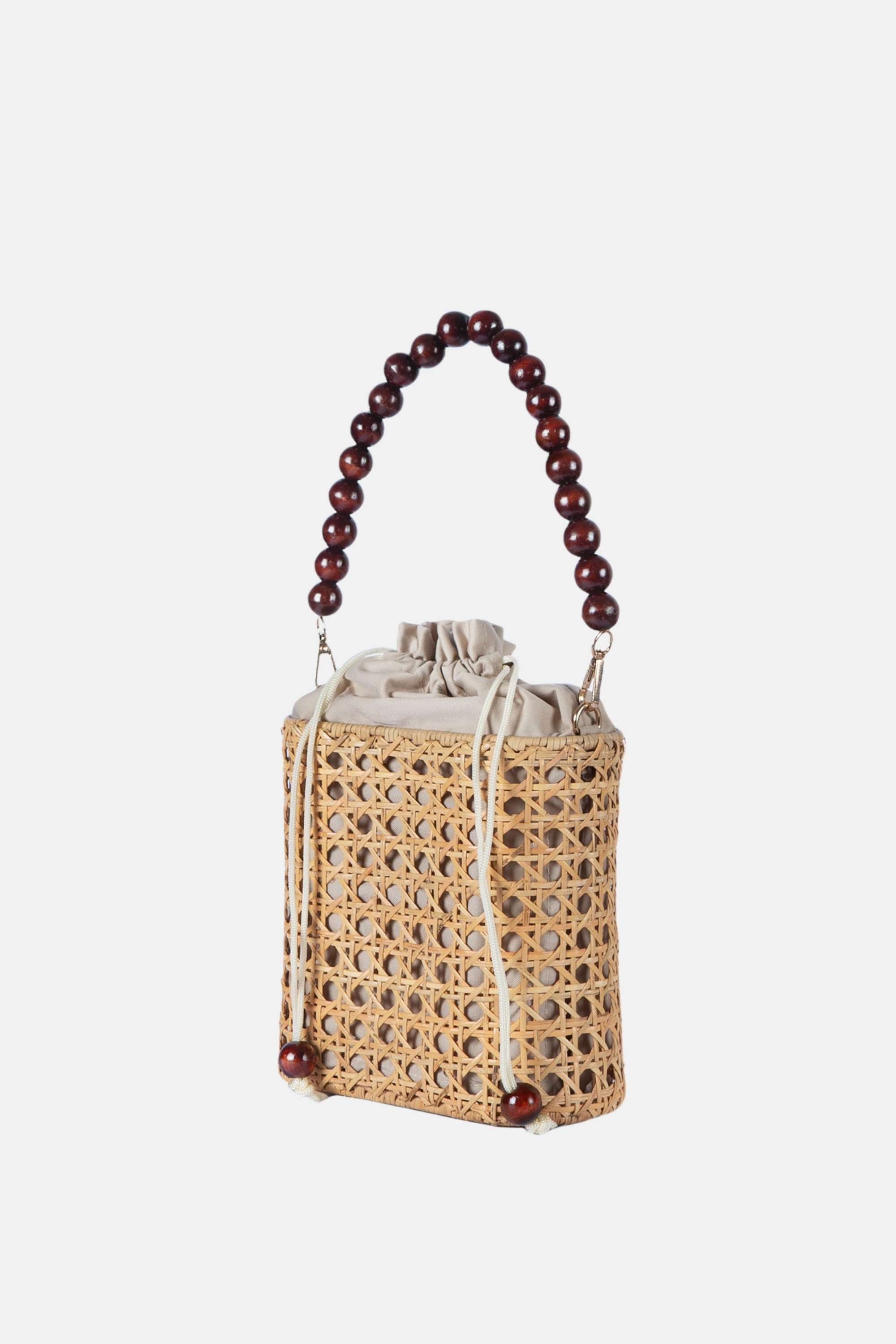 Amalfi Wood Bead Handle Cane Satchel Bag, Alternate, color, Natural/Wood Bead