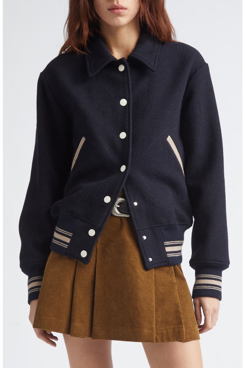 Journey Slim Wool Bomber Jacket, Main, color, MIDNIGHT BLUE