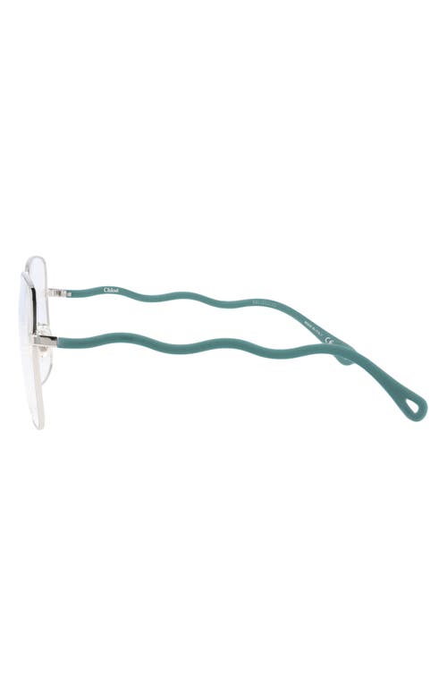 Chloé Core 55mm Square Optical Glasses In Silver Green Transparent