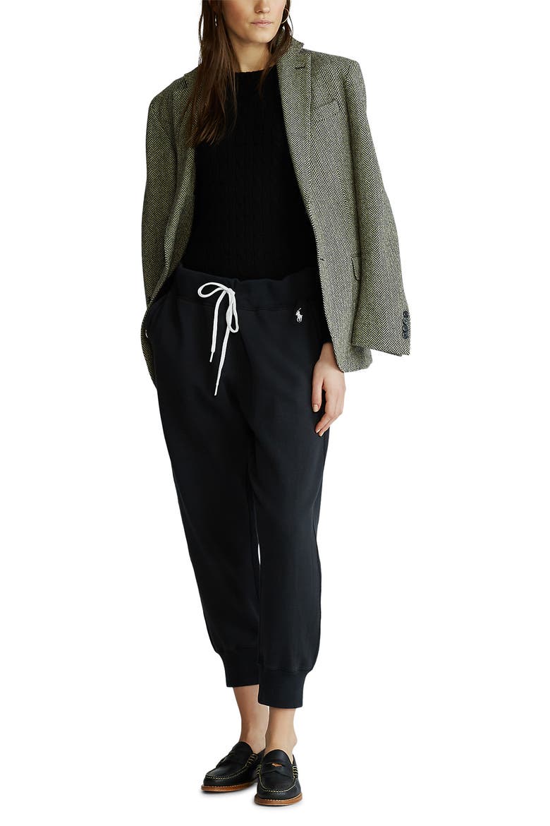 Cotton Blend Ankle Sweatpants, Alternate, color, POLO BLACK