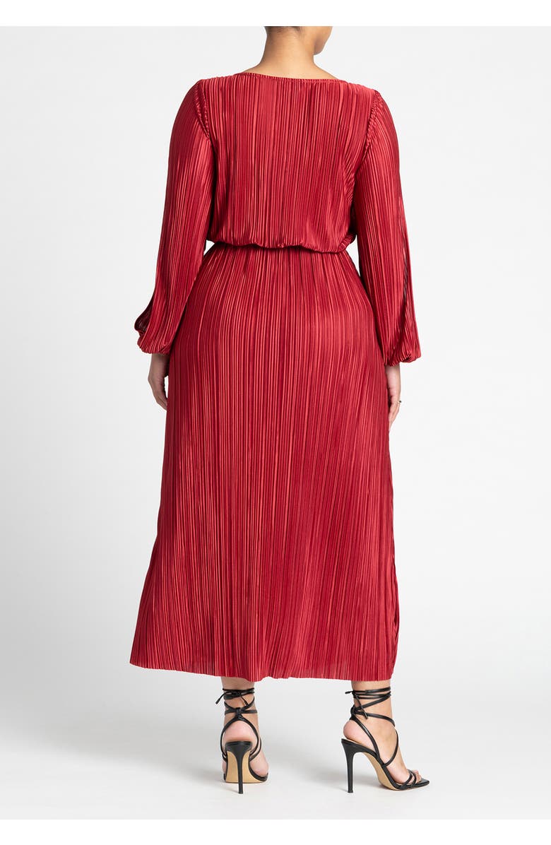 ELOQUII Plisse Open Sleeve Dress, Alternate, color, Biking Red