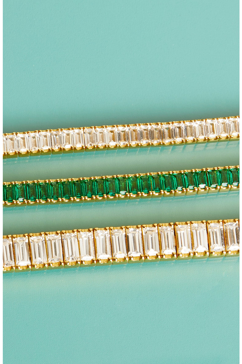 Lab Grown Emerald Baguette Tennis Bracelet, Alternate, color, Yellow Gold Vermeil