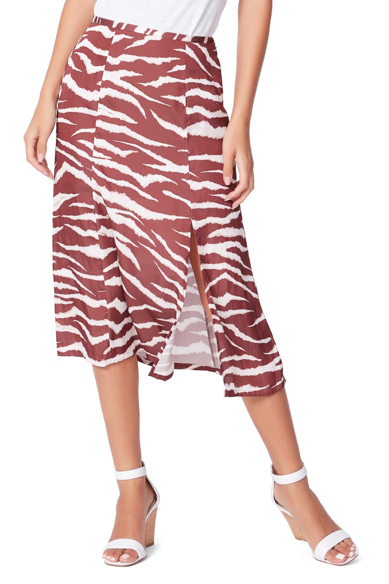 Larsa Animal Print Midi Skirt, Main, color, CHERRYWOOD/ CREAM