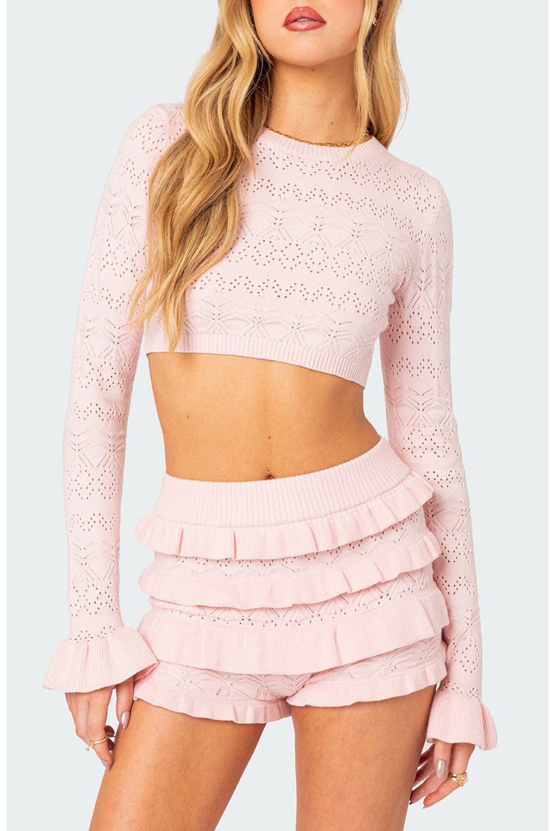 Delana Pointelle Crop Top, Main, color, LIGHT-PINK