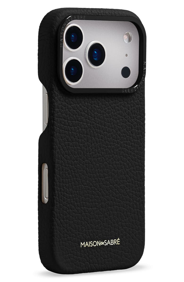 MAISON de SABRÉ Leather Phone Case, Alternate, color, Black Caviar