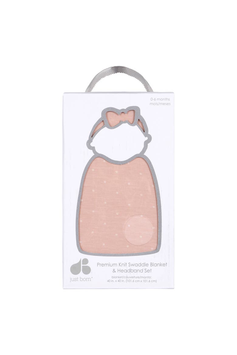 Swaddle Blanket & Headband Set, Alternate, color, Pink Polka Dots