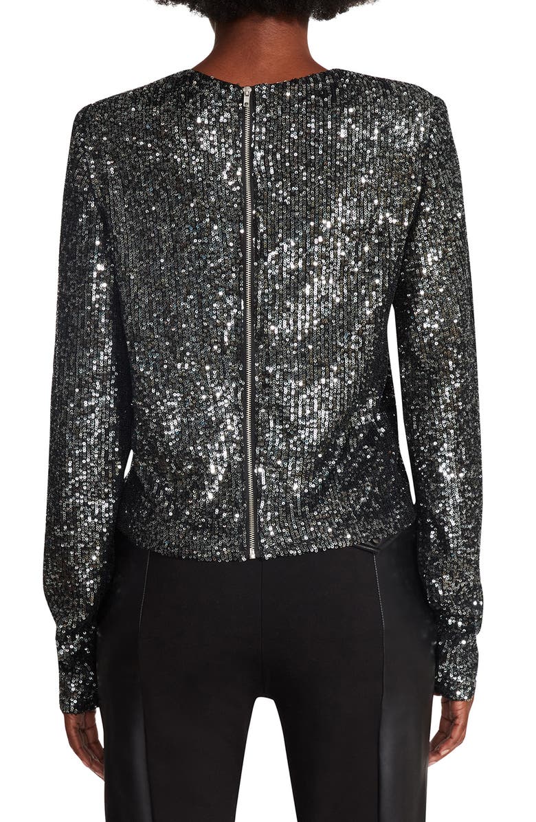 Steve Madden Demi Sequin Long Sleeve Top, Alternate, color, 