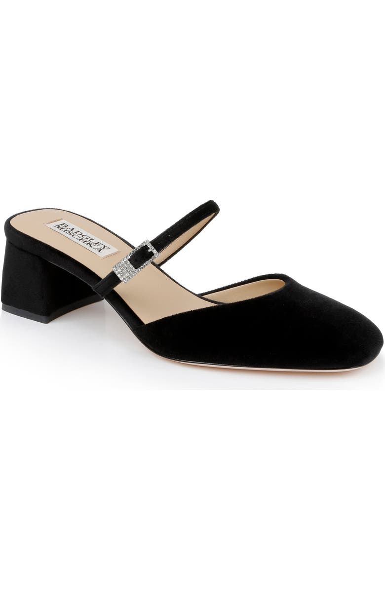 Badgley Mischka Collection Valarie Mary Jane Mule, Main, color, Black Velvet