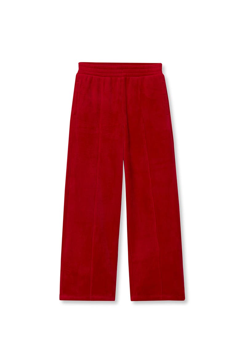 Girls Plush Rib Wide Leg Pants, Main, color, Bright Red