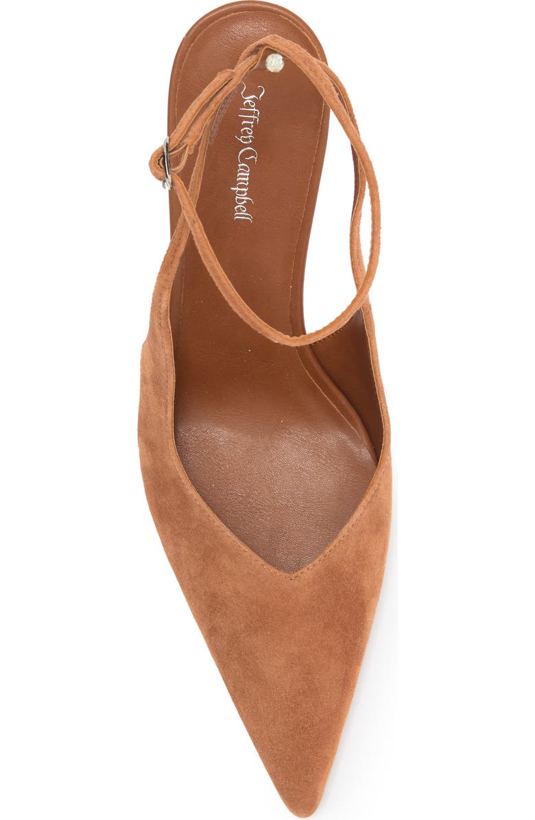 Jeffrey Campbell Executive Ankle Strap Pointed Toe Slingback Pump, Alternate, color, Tan Suede