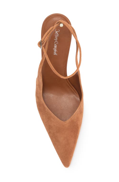 Jeffrey Campbell Executive Ankle Strap Pointed Toe Slingback Pump In Tan Suede