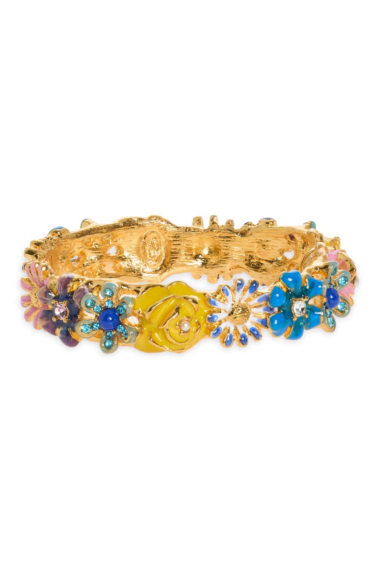 Flower Bangle Bracelet, Main, color, GOLD