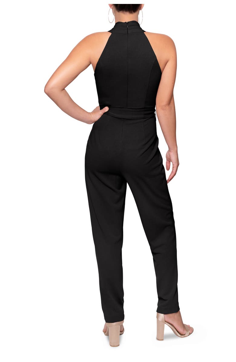 RACHEL Rachel Roy Harland Crossover Halter Jumpsuit, Alternate, color, Black