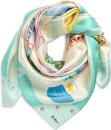 Echo Travel Stickers Silk Square Scarf